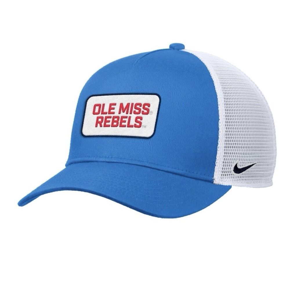 Nike Powder Blue Ole Miss Rebels 2025 On-Field Rise Trucker Adjustable YOUTH HAT